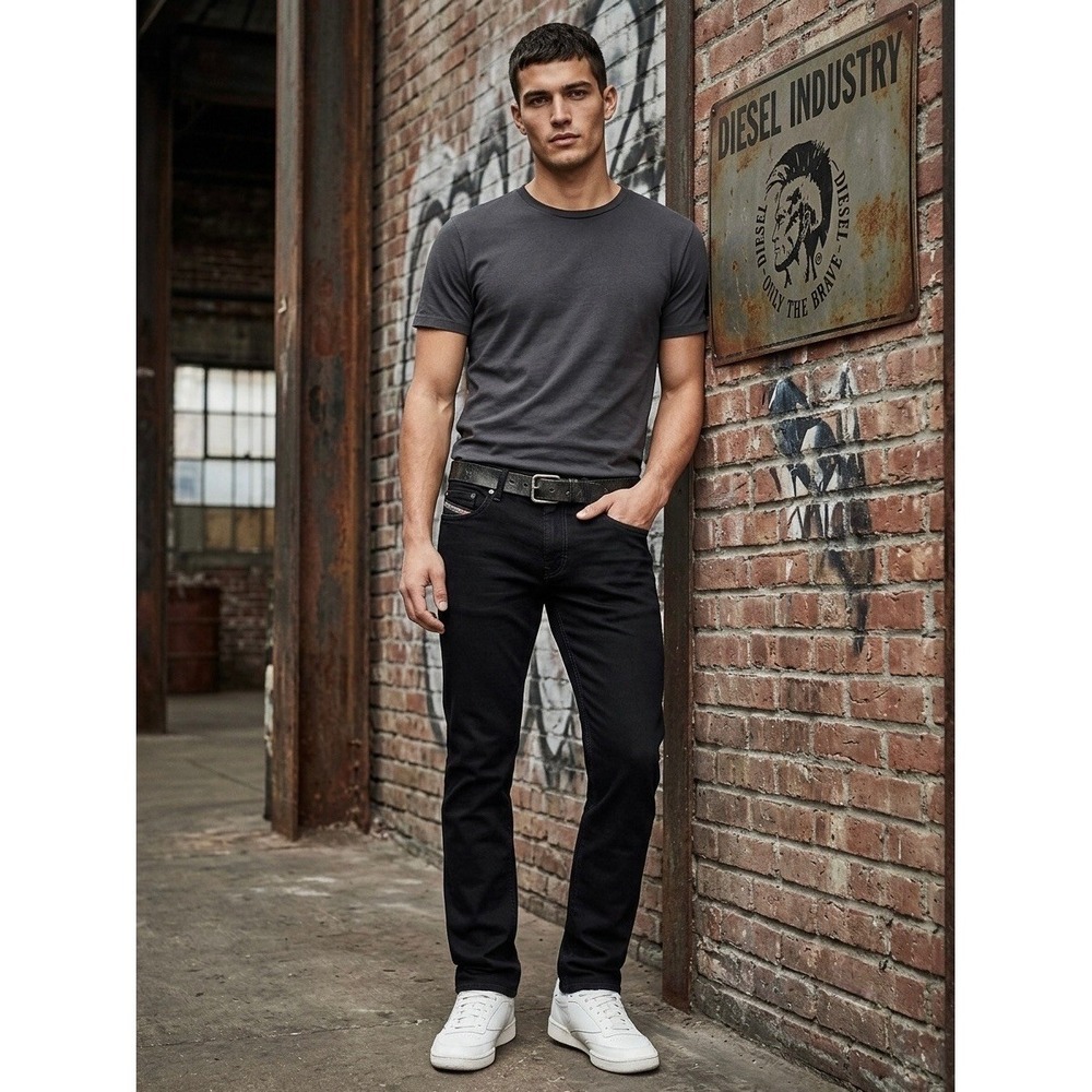 Diesel Thavar Slim Skinny Jeans Mens 27x30 Black Stretch Wash 0Z886 Made in USA